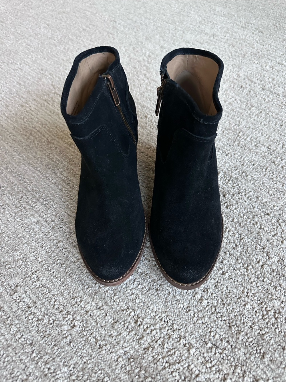 Splendid Black Suede Ankle Booties with Side Zip
